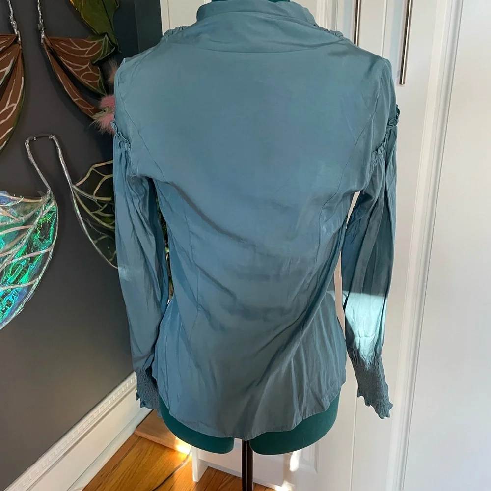 Scarlet Darkness Steampunk Victorian Teal Blouse NWOT - Picture 3 of 6